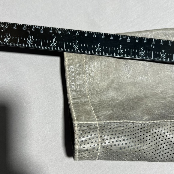 Williams & Kent Mens Gray Leather Lined Full Zip Motorcycle Jacket Plus Size XXL - Picture 16 of 16